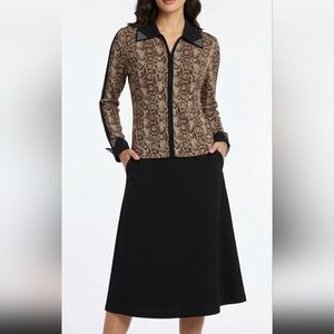 Stylish Snake Print Blouse with Black Accents